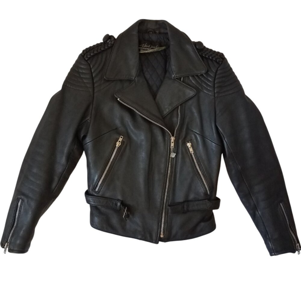 Hein Gericke HARLEY DAVIDSON Moto Jacket Vtg 80s Women's Lined Slim Cut Leather - Picture 8 of 16